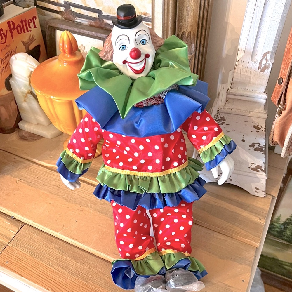 Vintage 90s Anco Circus Parade Clown Collection Porcelain Display Doll Clowncore